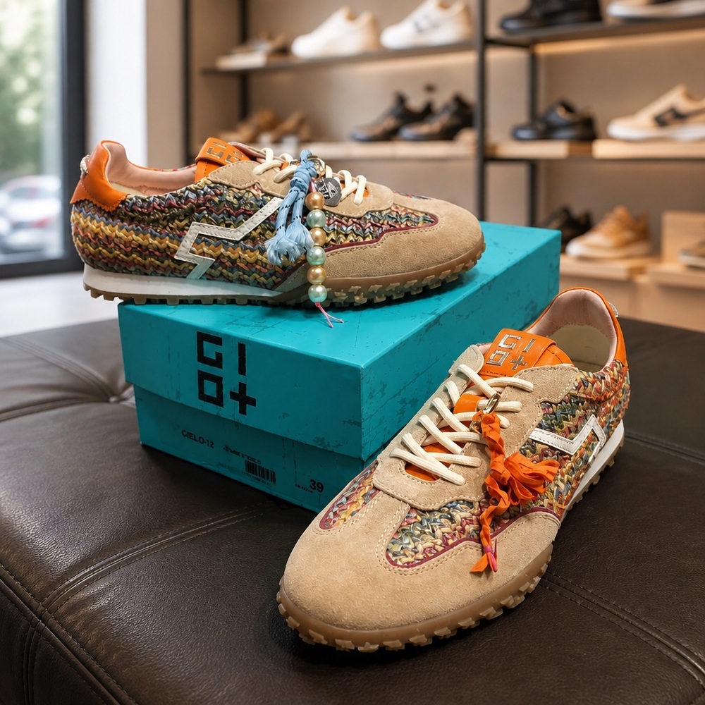 GIO+ 🇮🇹 WOMEN'S MULTICOLOR FABRIC & SUEDE COMFORT FASHION SUMMER SNEAKERS